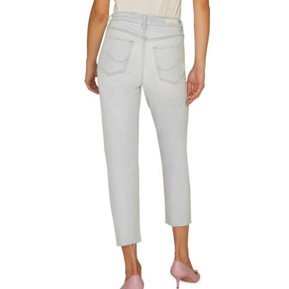 Sanctuary Alt Tapered Twisted Asymmetrical Jeans Raw Hem Cropped Soto Blue - Picture 3 of 6